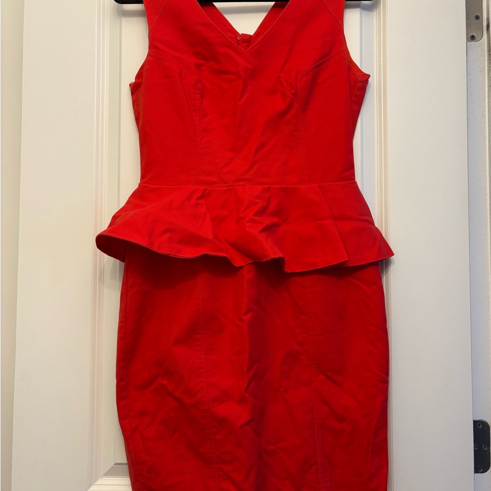 H&M Red Sleeveless Peplum Cocktail Dress